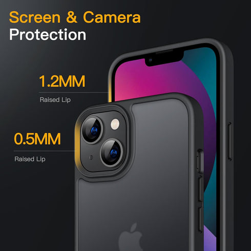 JETech iPhone 13 Mini Case, 5.4-Inch, Shockproof Military Grade, Frosted Translucent Back, Anti-Fingerprint (Black)