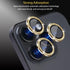Camera Lens Protector for iPhone 14 Pro & Pro Max, Tempered Glass with Aluminum Alloy Ring - Glitter Gold