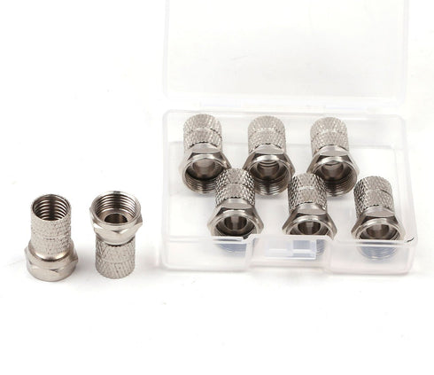 PENTA ANGEL RG6 F-Type Twist-On Coaxial Cable Connector Adapter Plug, 6PCS (Silver)