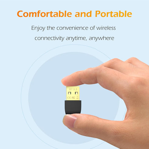Bluetooth 5.3 USB Adapter for Desktop PC, Plug & Play Mini Dongle Receiver & Transmitter, Compatible with Laptop,