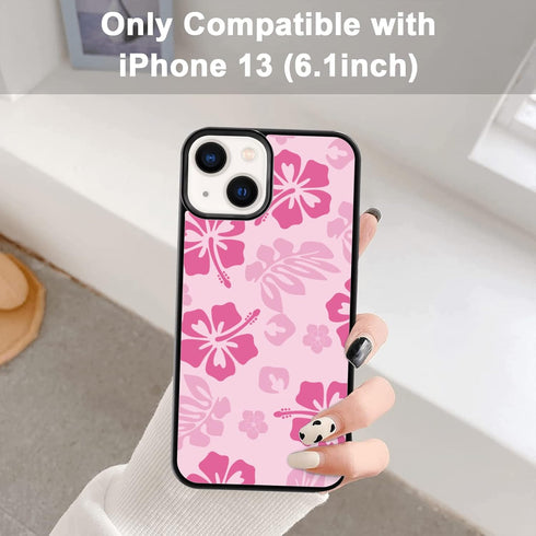 iPhone 13 Case - Pink Hibiscus Shockproof TPU, Cute Flower Design, 6.1 Inch, Protective Phone Case for Men, Girls,