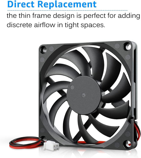 Gdstime DC 5V Brushless Cooling Fan, 80mm x 80mm x 10mm, 2PIN