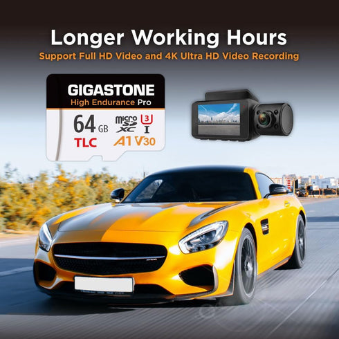 Gigastone 5 64GB 95MB/s, A1 V30 U3 Yrs Free Data RecoveryDash Cam Micro SD Card, TLC High Endurance Pro, Speed Up