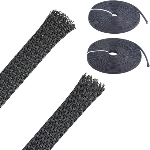 65.6 ft 2 Sizes PE Cable Protectors Expandable Braided Sleeving Tubing Flexible
