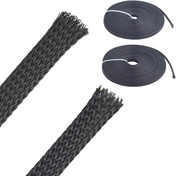 65.6 ft 2 Sizes PE Cable Protectors Expandable Braided Sleeving Tubing Flexible