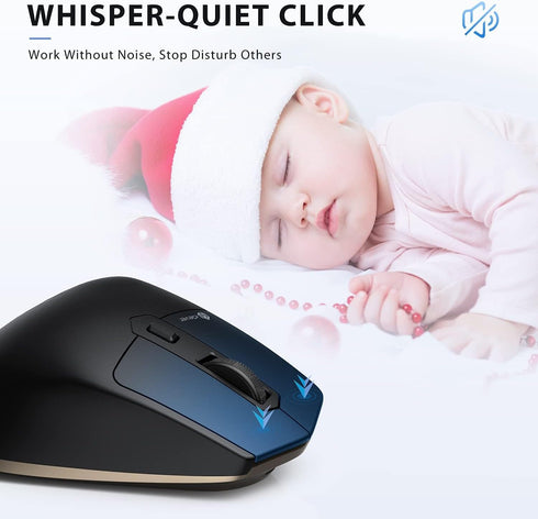 iClever Bluetooth Mouse, Wireless Dual Device Mouse with 5 Adjustable DPI, Rechargeable, Ergonomic Design for Laptop, PC