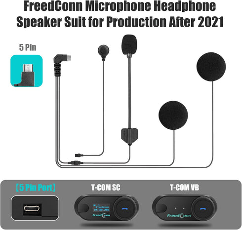 FreedConn Microphone Headphone Headset, Soft Cable Headset Accessory for Motorcycle Helmet Bluetooth Intercom