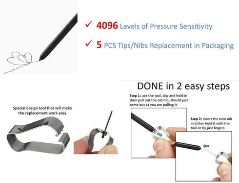 2PCS Galaxy S23 Ultra S Pen Replacement, Compatible with Galaxy S23 Ultra Stylus Pen + Replacement Tips/Nibs (Lavender)