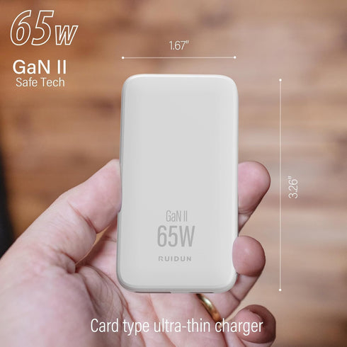 65W GaN USB C Charger, 2 Port Flat Wall Charger with PD3.0 & PPS, 3.28ft 100W Cable for MacBook, iPhone, White