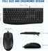 Wired Keyboard and Mouse Combo, EDJO Full-Sized Ergonomic Computer Keyboard with Palm Rest and Optical Mouse