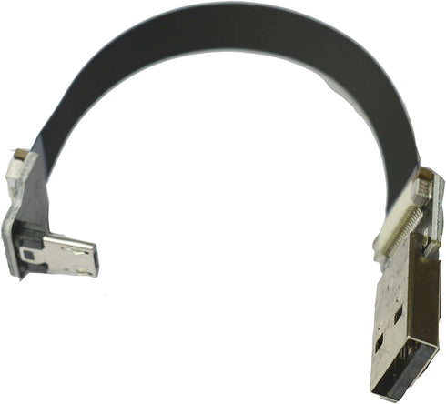 Short Micro USB Flat Slim Thin Ribbon FPC Cable Micro USB 90 Degree Angle to Standard USB A for Charging and Sync