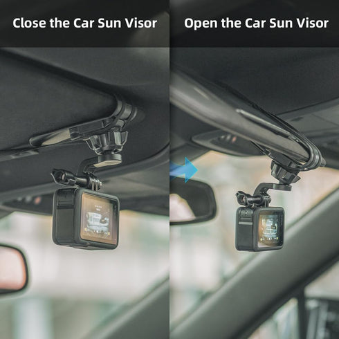 Car Sun Visor Mount VLOG/Video Holder, Quick Clip for DJI Action 4/3, Insta360, AKASO and More