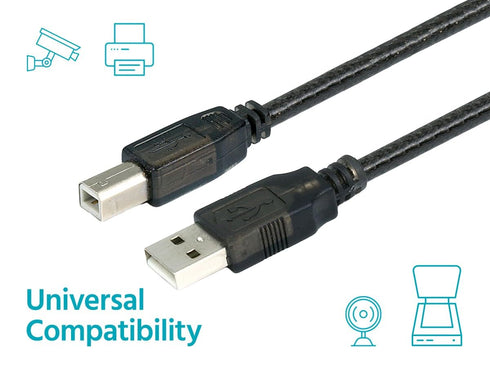 2.0 28/24AWG, 33 Monoprice USB Extension Cable - USB Type-A to USB Type-B, Male to Male, Active, Feet, Black