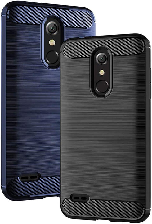 LG K30 2018 Phone Case with Tempered Glass Screen Protector, Slim Thin Silicone TPU Rugged Accessories, Black