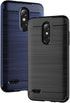 LG K30 2018 Phone Case with Tempered Glass Screen Protector, Slim Thin Silicone TPU Rugged Accessories, Black