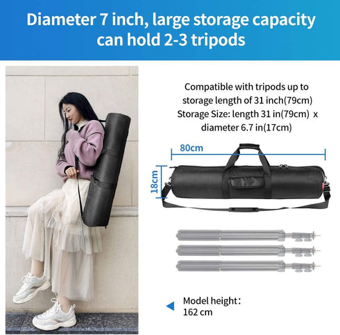 HEMMOTOP 31.5x7 R08018 Tripod Case, in Heavy Duty Tripod Bag with Shoulder Strap and Handle, All Sides Thick Padded