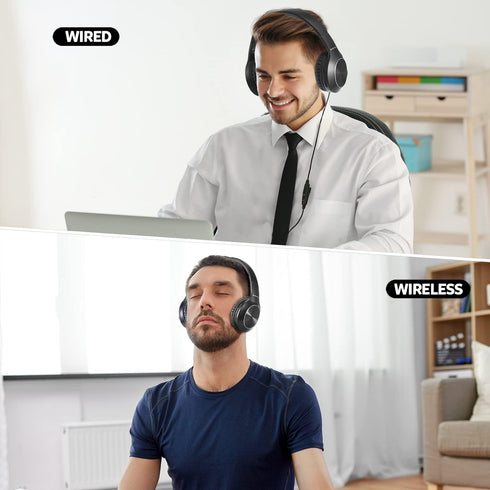 Bluetooth Headphones Over Ear, 68H Playtime, 3 EQ Music Modes, Wireless Headphones with Microphone, Deep Bass