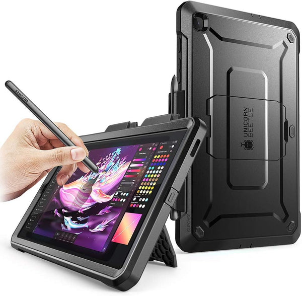 SUPCASE Rugged Protective Case for Samsung Galaxy Tab S6 Lite 10.4 Inch, Built-in Screen Protector & Kickstand, Black