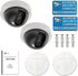 WALI Dummy Fake Security CCTV Dome Camera with Flashing Red LED Light and Security Alert Sticker Decals, 2 Packs, White