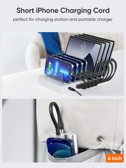 Shop CableCreation MFi Certified 15 cm USB to Lightning Cable for iPhone 14/13/12/11/X/8/7/6S/SE & iPad Fast Charging.
