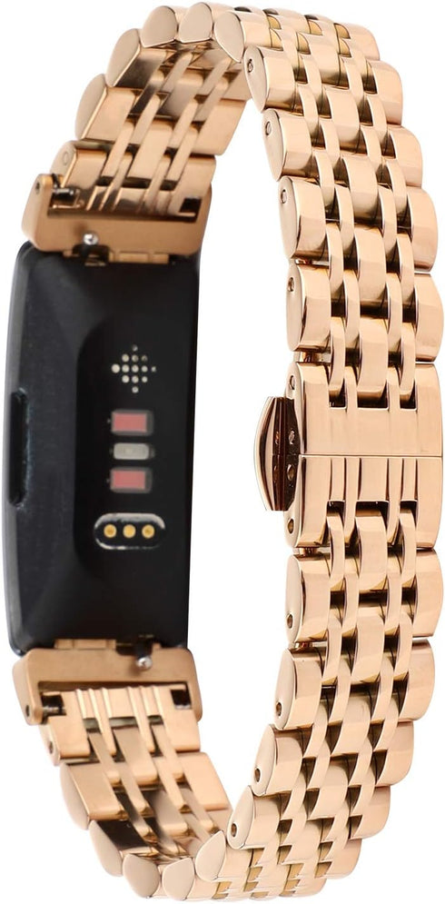 Chofit Metal Bracelet for Fitbit Inspire/Inspire HR/Inspire 2, Stainless Steel Replacement Strap for Women, Rose Gold