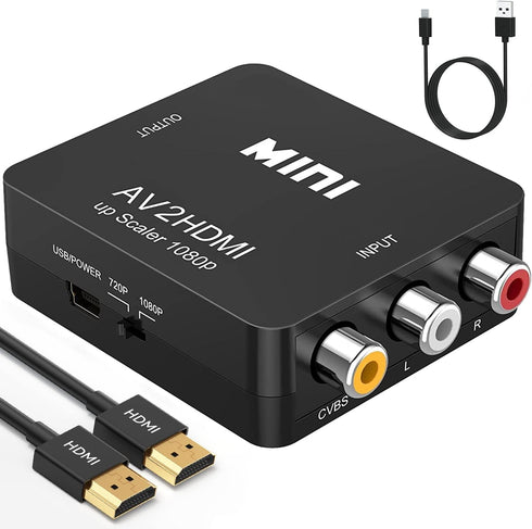 ABLEWE RCA to HDMI Converter, 1080P Mini RCA Composite CVBS Video Audio Adapter Supporting PAL/NTSC for TV/PC/PS3/Xbox