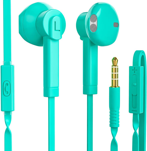 Wired Earbuds with Microphone, Earphones in-Ear Headphones HiFi Stereo, Powerful Bass and Crystal Clear Audio, 3.5mm Headphone for iPhone, Android Phones, MP3, Laptop, Computer (Teal)