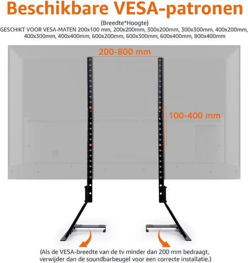 Amazon Basics 77 inch, 80 lbs, Universal TV Stand, Height Adjustable for TVs up to Compatible with Soundbars, Holds up