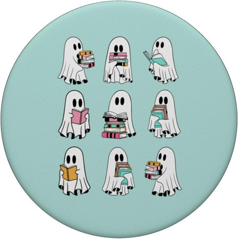 PopSockets Standard PopGrip Ghost Reading Books Retro Groovy Spooky Reader