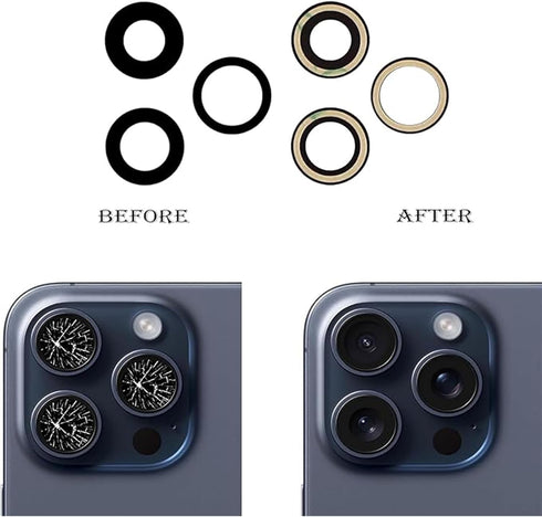 3pcs/Set Camera Lens Replacement for iPhone 15 Pro Max 6.7 inch, Rear Glass Replacement with Pre-Installed Adhesive +