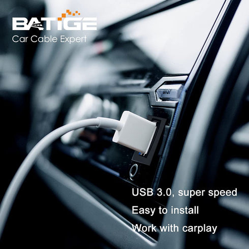 BATIGE Square Single Port USB 3.0 Panel Flush Mount Extension Cable for Car Truck Boat (3ft)