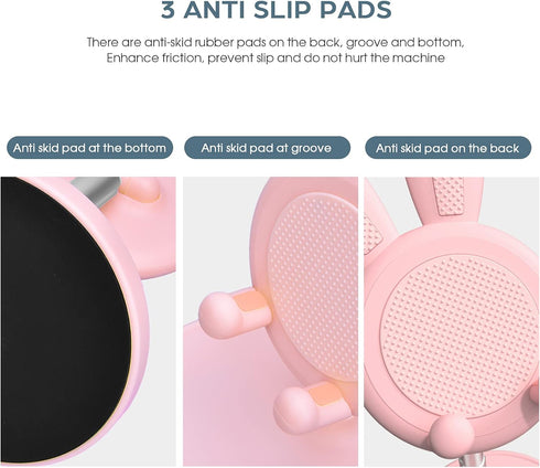 OATSBASF Cute Cell Phone Stand, Adjustable Bunny Phone Holder for Desk, Thick Case Friendly for All Phones (Pink)