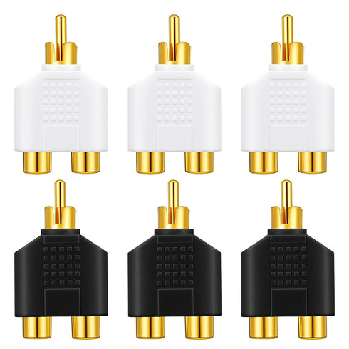 Xyembu 6Pcs RCA Y Splitter Adapter 1 Male 2 Female Audio Video Y