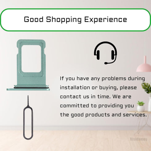 iPhone 11 Green SIM Card Slot Replacement, Single SIM Version Card Tray Holder Adapter with Waterproof Rubber Ring