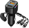 USB C Car Charger, 3-Port Fast Charger PD3.0 & QC3.0 with LED Digital Display, Cigarette Lighter Adapter for Most Cell