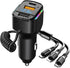 USB C Car Charger, 3-Port Fast Charger PD3.0 & QC3.0 with LED Digital Display, Cigarette Lighter Adapter for Most Cell