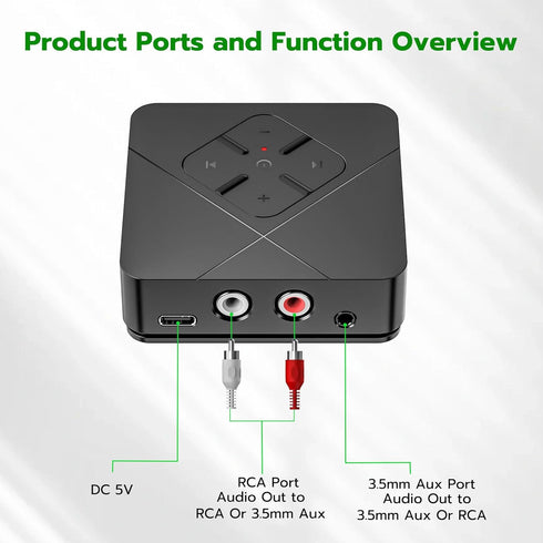 Ultrbeka 2026 6.0 3.5mm/RCA, Bluetooth Receiver for Home Stereo with Bluetooth Adapter for Stereo Receiver, Amplifier