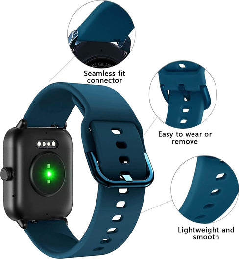 3 Pack Soft Silicone Replacement Bands for IDW13, IDW16, IDW19 Smartwatch, 22mm Strap for Fitpolo/Woneligo W3