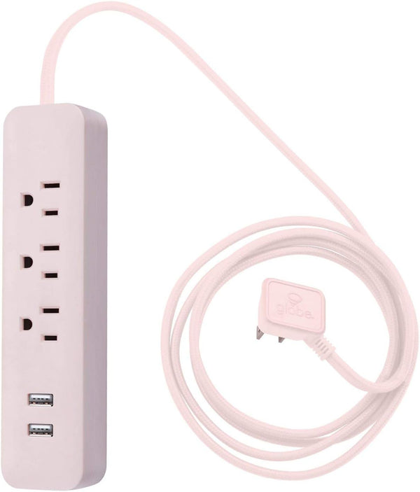Globe Electric 78257 Designer Series Power Strip, Rose, 3 Outlet