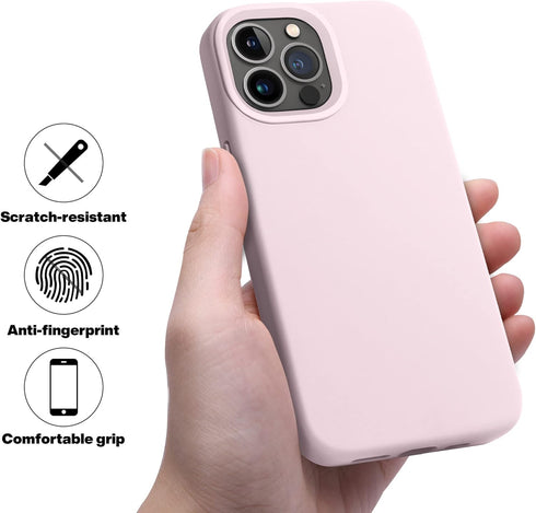 OTOFLY iPhone 13 Pro Case - Slim Liquid Silicone, Shockproof, Anti-Scratch Microfiber Lining, 6.1" (Ice Pink)