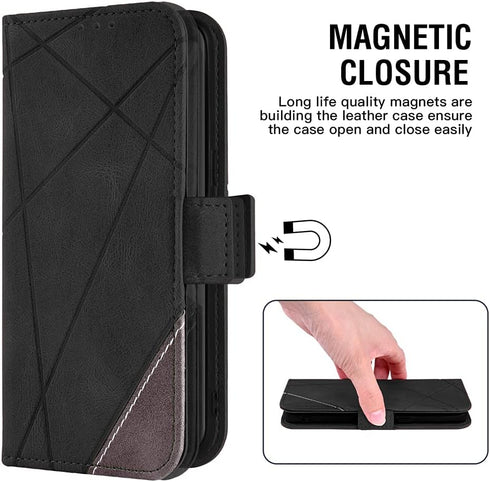 Asuwish Wallet Case for Samsung Galaxy M30s M21, Leather Flip Card Holder with Tempered Glass Screen Protector - Black