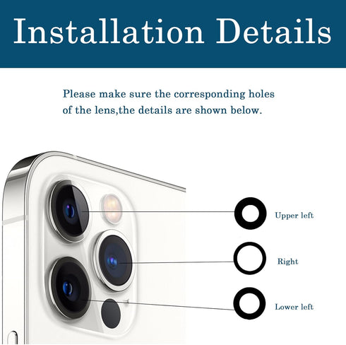 3 Pcs Camera Lens Glass Replacement for iPhone 13 Pro Max, Back Rear Camera Lens Replacement Kit with Repair Tool Set