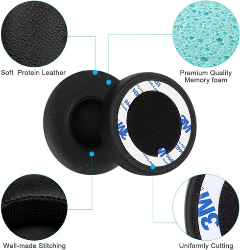 ELZO Premium Leatherette Replacement Ear Pads for Beats Solo 2 & Solo 3 Wireless Bluetooth Headphones