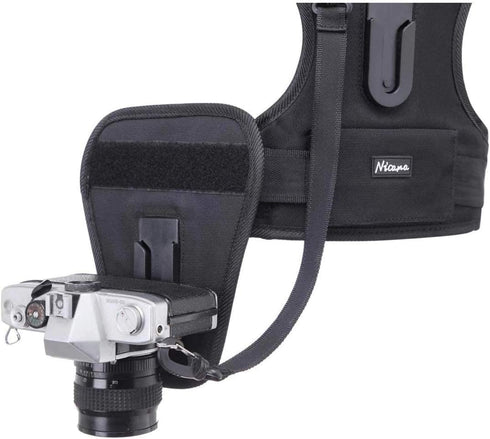 Nicama Dual Shoulder Camera Harness - Carrier Chest Vest for 2 Cameras with Safety Straps
