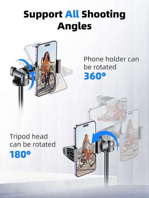 Kaiess 62" Phone Tripod & Selfie Stick, Extendable Photography Light Stand with Wireless Remote, Solidest, Portable