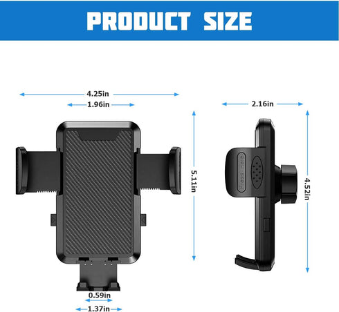 FALVFUN 360 Car Phone Holder Mount, Rotation Adjustable Vehicle Phone Stand with Metal Hook Clip, Auto Cellphone Holder