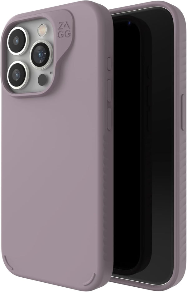 ZAGG Manhattan Snap Case for iPhone 15 Pro - Premium Silicone, Durable Graphene Material, MagSafe Phone Case, Lavender