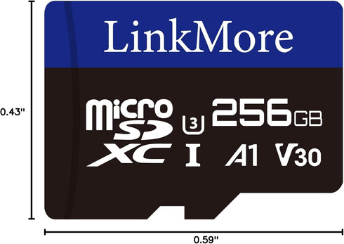 LinkMore XV13 256GB A1 U3 V30 10, 95MB/s, 65MB/s, MicroSD Memory Card, MicroSDXC UHS-I Class Read Up to Write Up to SD