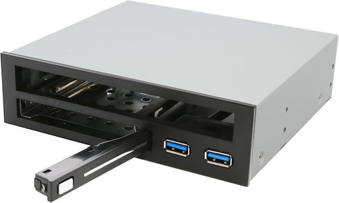 Syba 5.25" Bay Adapter for Slim Optical Drive, 2.5" Trayless Rack for HDD SSD, USB Hub - SY-MRA55005