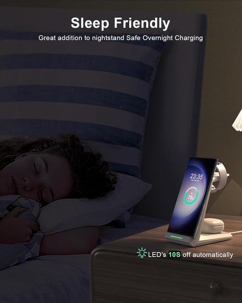 Wireless Charger for Samsung, ADADPU 3 in 1 Charging Station for Galaxy S24 S23 Ultra, Watch, Galaxy Buds